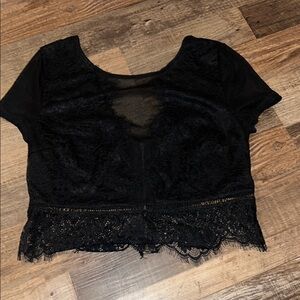 Express Black Lace Crop Top